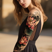 Venta al por Mayor de Tatuajes Temporales de Brazo Completo con Flores, Pegatinas Impermeables y No Tóxicas para Adultos