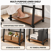 Bureau d'ordinateur ergonomique simple en bois avec étagère, durable, portable, gain de place, idéal pour l'apprentissage à domicile
