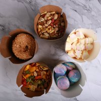 Kotak Mie Kertas Kraft 1250Ml 16Oz untuk Sup Pasta Murah, Bawa Pulang, dengan Laminasi Matt, Embossing, dan Folder Warna Kustom