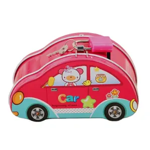 Portamonete in metallo per bambini di alta qualità a forma di auto salvadanaio con serratura e chiavi - Product Image 1