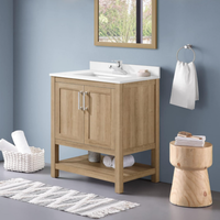 Meuble de salle de bain moderne sur mesure en mélaminé, ensemble de meubles de salle de bain avec vasque et deux portes, vente en gros
