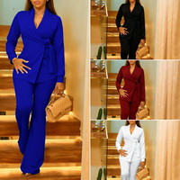 Ensemble de blazer tendance pour femmes de bureau en hiver, manches longues, imperméable, respirant, spandex/polyester, costume de travail, pantalon deux pièces