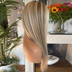 Sans colle <span class=keywords><strong>blond</strong></span> cendré Highlight cheveux raides vierges russes cuticule alignée cheveux humains 13x4 HD Transparent Lace Front perruques - Product Image 5
