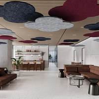 Panneaux acoustiques suspendus personnalisés QIANQIAO en PET |   Fleur de plafond multi-formes pour projets commerciaux