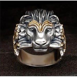 Lion Head Men's <b>Ring</b> Animal Shape Silver Gold Tone Jewelry Gift For Him Fashion <b>Statement</b> <b>Ring</b> - Product Image 2