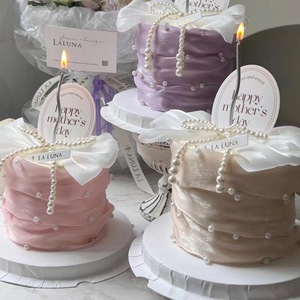 ของตกแต่งเค้กวันแม่ น้ำผึ้งและรสหวาน ประดับด้วยไหมมุก โบว์มุก สำหรับตกแต่งเค้ก - Product Image 3