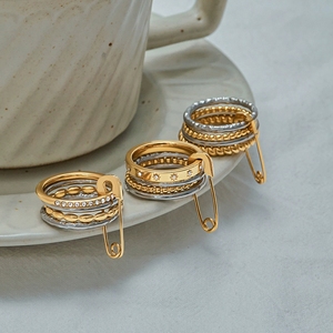 Anillos de Dedo Multicapa con Broche de Moda, Joyería Versátil para Aliviar el Estrés - Product Image 4