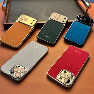 Business Electroplating Magnetic PU Leather Phone Case for iPhone 18 14 15 16 17 Pro Max With HD Lens <b>Film</b> Protective Back Cover - Product Image 2