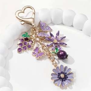 Nuovo Arrivo All'ingrosso Portachiavi <span class=keywords><strong>Tsubasa</strong></span> in Lega di Zinco con Motivi Uva Viola, Fiore, Melograno e Farfalla, Stile Dolce e Delicato, Ciondolo per Borsa - Product Image 2