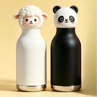 Bouteille d'eau isotherme pour enfants avec tête d'animal de dessin animé mignonne, couvercle éléphant, design mignon tête de cerf, pour l'école et les voyages
