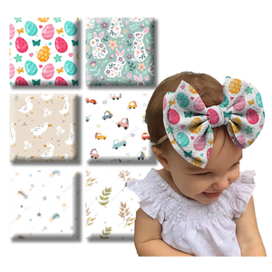 Tela elástica de poliéster y spandex de 4 vías <span class=keywords><strong>Liverpool</strong></span> con estampado de lazos para diademas, tela de tela bala para juguetes de niñas por yarda - Product Image 1