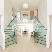 Escalier en verre coût avec escalier flottant a mené la lumière