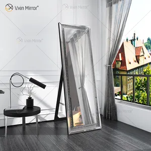 站立悬挂或倾斜矩形地板镜子水晶环绕全身镜壁挂式梳妆镜卧室