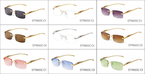 ADE WU STY8665C or léopard décoration lunettes <span class=keywords><strong>de</strong></span> soleil sans cadre femmes sans monture clair lentille Anti-bleu lunettes - Product Image 5