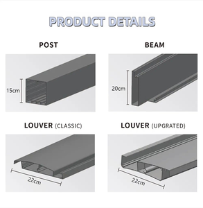 Pergola en aluminium avec revêtement en poudre de couleur personnalisée, toit à lamelles réglables électriquement, anti-rouille, imperméable, auvent de patio extérieur, cour arrière - Product Image 3