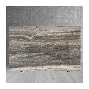Dalle de travertin gris argenté de luxe en pierre naturelle d'Italie pour baignoire, meuble-lavabo, panneau mural, carrelage de sol de salle de bain, escalier de villa - Product Image 1