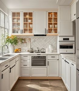 Gabinete de Cocina Personalizado de Fábrica, Gabinete de Cocina Lacado Impermeable, Gabinete de Cocina Moderno Estilo Shaker Europeo con Madera Maciza - Product Image 3