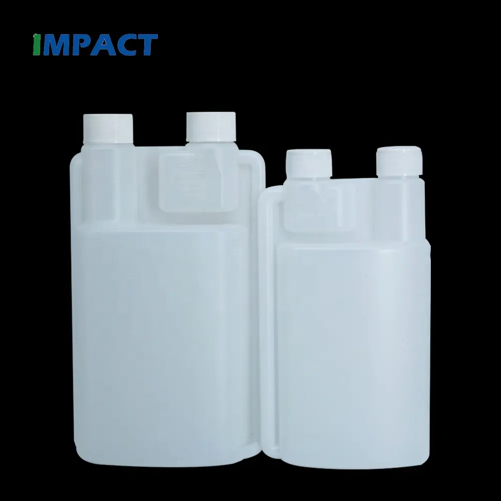 Botellas medidoras de cuello gemelo Botella de doble cámara blanca de plástico HDPE de 500 ml