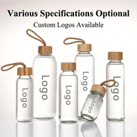 Botol Air Kaca Borosilikat 350ml 500ml 1000ml dengan Tutup Sekrup, Botol Minuman Bening Isi Ulang untuk Suplemen, Logo Dapat Disesuaikan