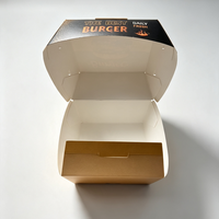 Boîtes carrées jetables écologiques pour frites, pliables en papier, personnalisées pour poulet et burgers, avec pelliculage brillant, pour la restauration rapide