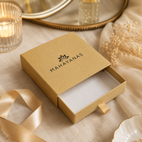 Caja de Regalo de Cartón Kraft Natural con Cinta Dorada, Caja Deslizante Rígida Personalizada, Regalo Corporativo, Recuerdo de Boda, Materiales Reciclados Ecológicos, Moderna