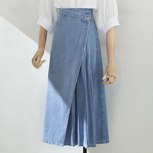 Gonne di jeans personalizzate all'ingrosso <span class=keywords><strong>gonna</strong></span> lunga in <span class=keywords><strong>Denim</strong></span> lunga <span class=keywords><strong>Midi</strong></span> gonne lunghe in jeans per le donne - Product Image 5