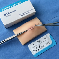 Sutures vétérinaires en soie tressée stériles de qualité professionnelle pour chiens et animaux de grande taille, avec une résistance à la traction supérieure