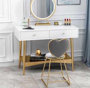 Taburete de tocador sencillo para dormitorio de niña con respaldo Love, silla popular en Instagram, elegante y lujosa para manicura. - Product Image 4