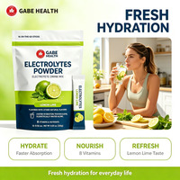 Poudres d'électrolytes en sachets à marque privée OEM, 8 vitamines et nutriments, hydratation rapide, citron et lime, pour le bien-être quotidien, personnalisable