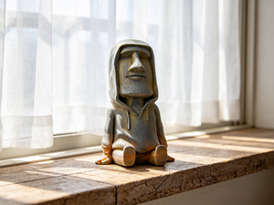 Statue Moai créative en polyrésine faite à la main, figurine <span class=keywords><strong>de</strong></span> tête <span class=keywords><strong>de</strong></span> l'île <span class=keywords><strong>de</strong></span> Pâques peinte à la main avec capuche, 13 cm, pour décoration intérieure, collection d'art, cadeau - Product Image 2