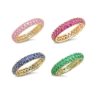 Triple Raw CZ Eternity Band 925 Sterling Silber Damen schmuck Pink Ruby Sapphire Emerald Gold Plated Domed Ring