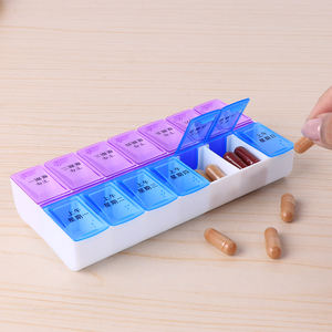 Porte-vitamines personnalisé WEISHENG, facile à retirer, planificateur de médicaments arc-en-ciel, portable, design à bouton-poussoir AM/PM, organiseur de pilules - Product Image 3