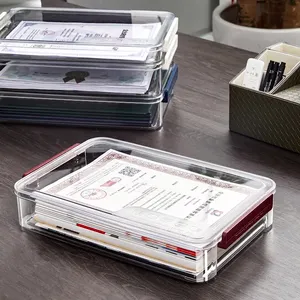 Large capacity office A4 document paper strong plastic transparent waterproof big storage box