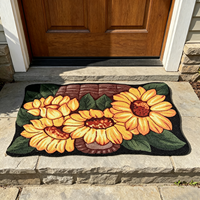 Sonnenblumen-Blumenmuster Gewebte Fußmatte Rutschfest Saugfähig Ölfest Dekorative Herbst-Ernte-Blumen Innen- und Außeneingangsmatte