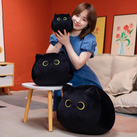 Nouvelle peluche chat noir 3D mignon kawaii, jouet en peluche doux en forme de chat noir