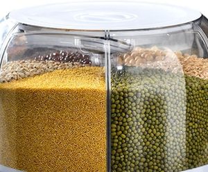 Organiseur de cuisine et de maison : Conteneurs de stockage de nourriture sèche en plastique à 6 compartiments, baril à riz rotatif - Product Image 5