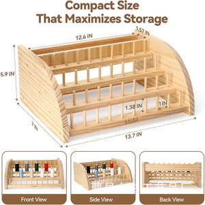 Organisateur de fils en bois Salza à 3 niveaux, support pour bobines de couture avec support pour tresses, pour un rangement organisé - Product Image 5