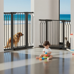 Barrera de Seguridad para Mascotas y Niños de Doble Altura, sin Taladro, con Cierre Automático y Doble Bloqueo, Barrera para Perros y Gatos, Barandilla para Escaleras, Protección Interior para el Hogar - Product Image 1