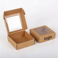 Cajas de Papel Kraft Cuadradas Ecológicas Personalizadas al por Mayor, con Ventana Transparente, Forro de Esponja y Relieve, para Pizza y Hamburguesas
