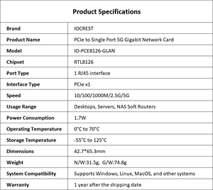 Internal Wired 5G Base-T Ethernet Card RTL8126 5000Mbps <b>LAN</b> <b>Adapter</b> With Low Profile Bracket Supports Windows/Linux/MacOS Stock - Product Image 2