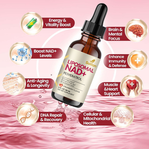 Vente en gros de suppléments pour la croissance des cheveux NAD + liposomal, antioxydants liquides oraux aromatisés à la fraise adultes hommes femmes Solilan - Product Image 5