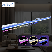 Rail de rideau LED intelligent motorisé, double usage droit et courbé, 3 couleurs à intensité variable, rail à plis en S, application Tuya Zigbee, télécommande, direct usine
