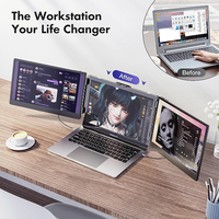 S2 Extension d'Écran d'Ordinateur Portable à Trois Écrans, Moniteur Portable 14 Pouces 1080P pour Ordinateur Portable Double Écran
