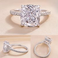 Bague en diamant solitaire haute ensemble 0.5-2.0cttw coupe coussin laboratoire diamant D-VS1 cadeau de Noël 14K or femmes bague de fiançailles