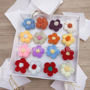 Finished Diy Hand-woven Puff Flower Camellia Clothing Accessories Christmas Gift Tree Decoration <b>Wool</b> Flowers Hand Crochet - Product Image 5