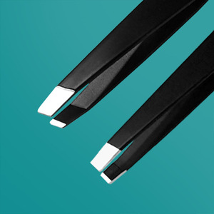 Black Flat-Tipped Eyebrow Tweezers Stainless Steel Squared Tip Durable For Eyebrow Trimming And Lash Extensions - Product Image 2