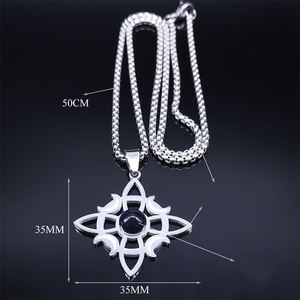 Collar de piedra natural, símbolo ritual, joyería pagana con nudo de bruja, collar Wiccan, símbolo, joyería de acero inoxidable - Product Image 4