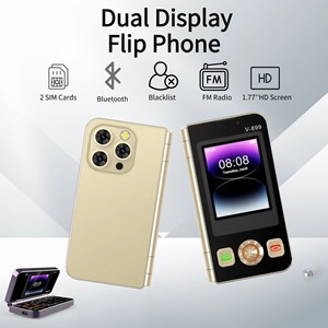 <span class=keywords><strong>Téléphone</strong></span> portable pliable <span class=keywords><strong>à</strong></span> double écran pour personnes âgées - V899 <span class=keywords><strong>Téléphone</strong></span> portable 2G avec gros boutons, haut-parleur puissant, lampe de poche, radio FM - Product Image 3
