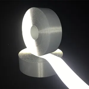 Cheap Soft High Visibility Grey Reflective Fabric Tape 100% Polyester Warning Reflective Tape Sew On Cloth