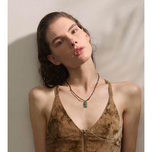 <span class=keywords><strong>Collar</strong></span> JINYOU 653 con Cuentas de Acero Inoxidable y Piedras Multicolores, <span class=keywords><strong>Collar</strong></span> con Colgante de Pez de Circonia Cúbica y Piedra Natural - Product Image 5